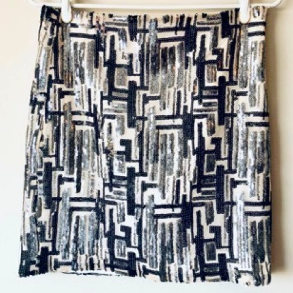 Patterned Sequin Mini Skirt